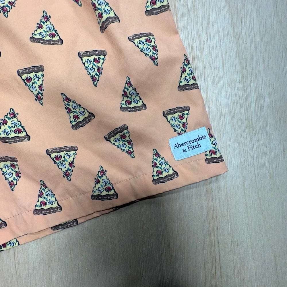 Abercrombie Kids Pizza Print Swim Trunks Orange Peach Board Shorts Size 13/14